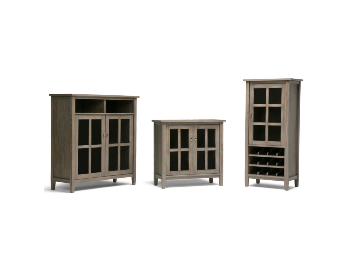 Simpli Home Warm Shaker 32" Rustic Storage Cabinet, Gray, large