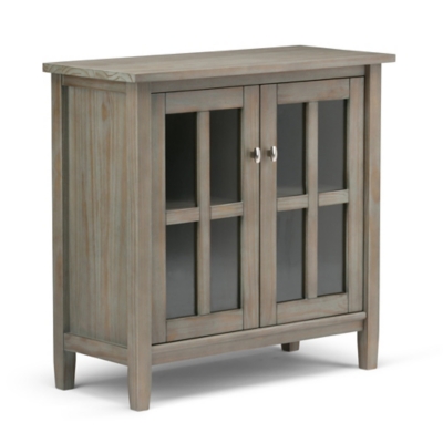 Simpli Home Warm Shaker 32" Rustic Storage Cabinet, Gray, large