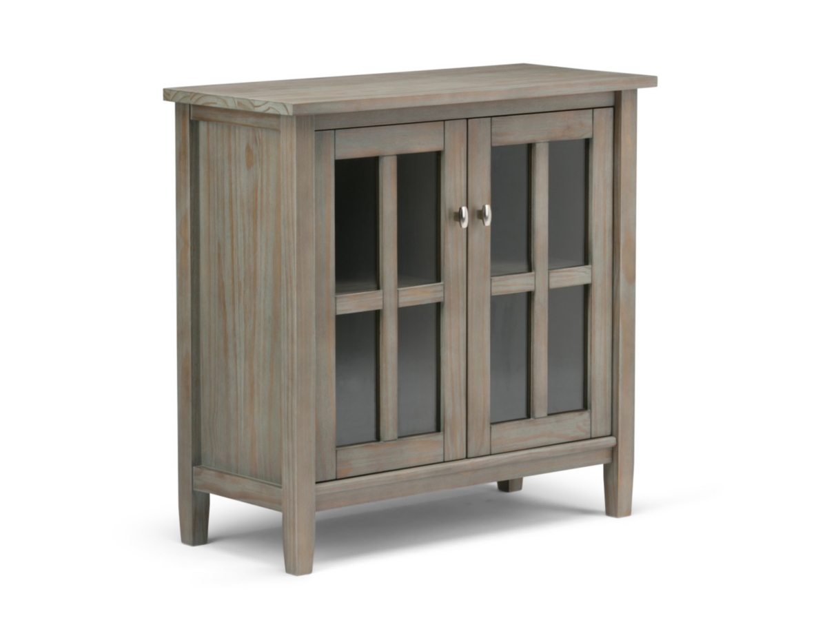 Simpli Home Warm Shaker 32" Rustic Storage Cabinet, Gray, large