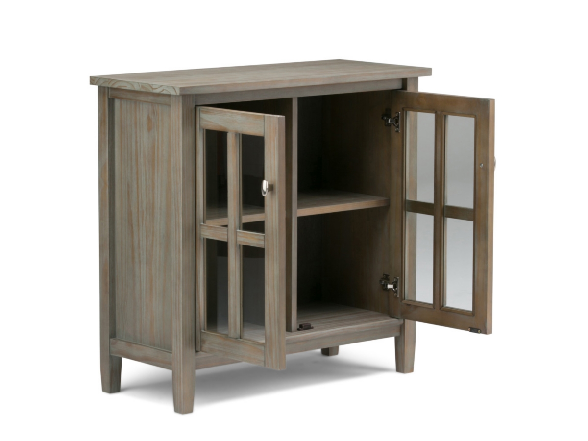 Simpli Home Warm Shaker 32" Rustic Storage Cabinet, Gray, large