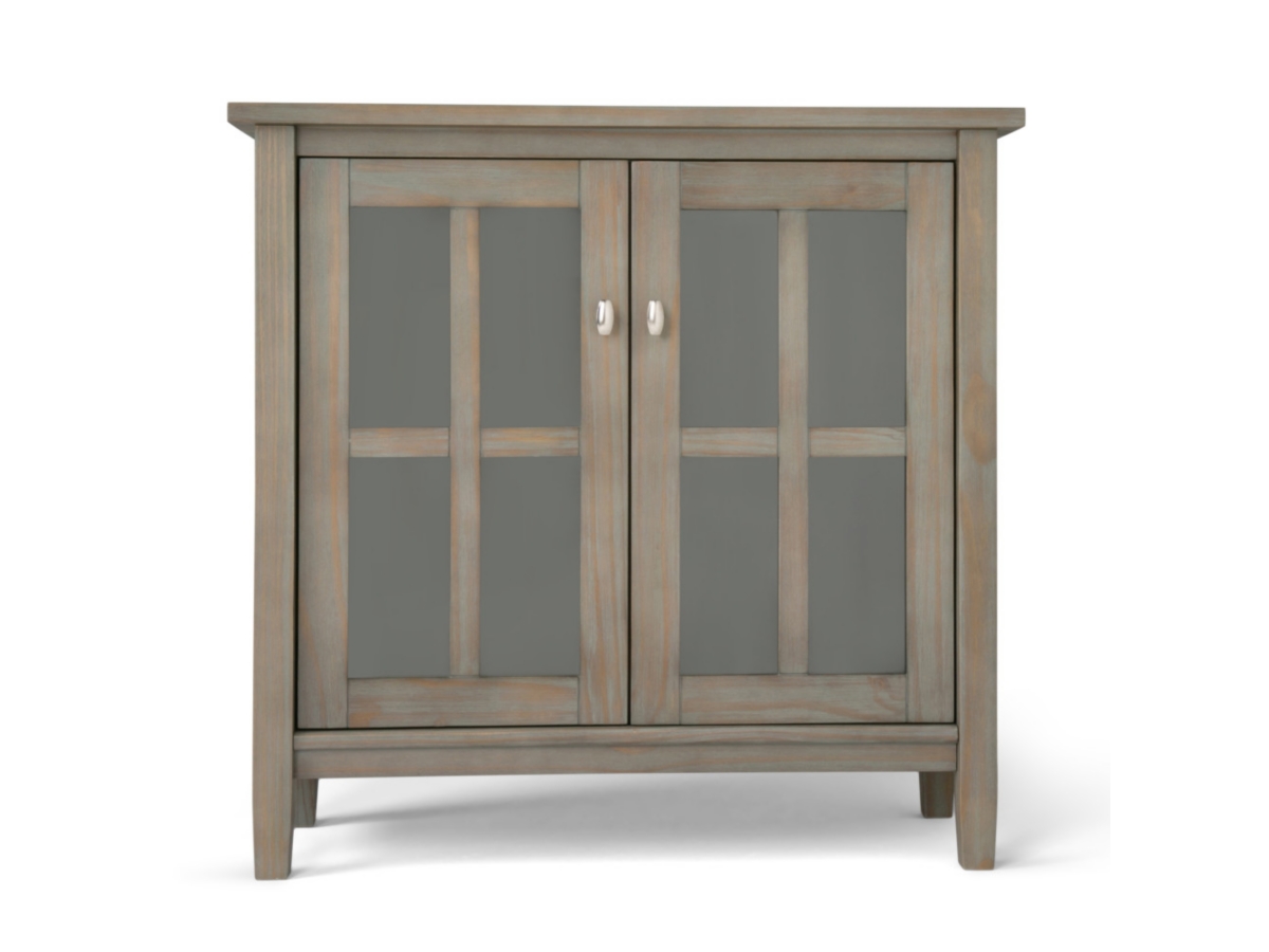 Simpli Home Warm Shaker 32" Rustic Storage Cabinet, Gray, large