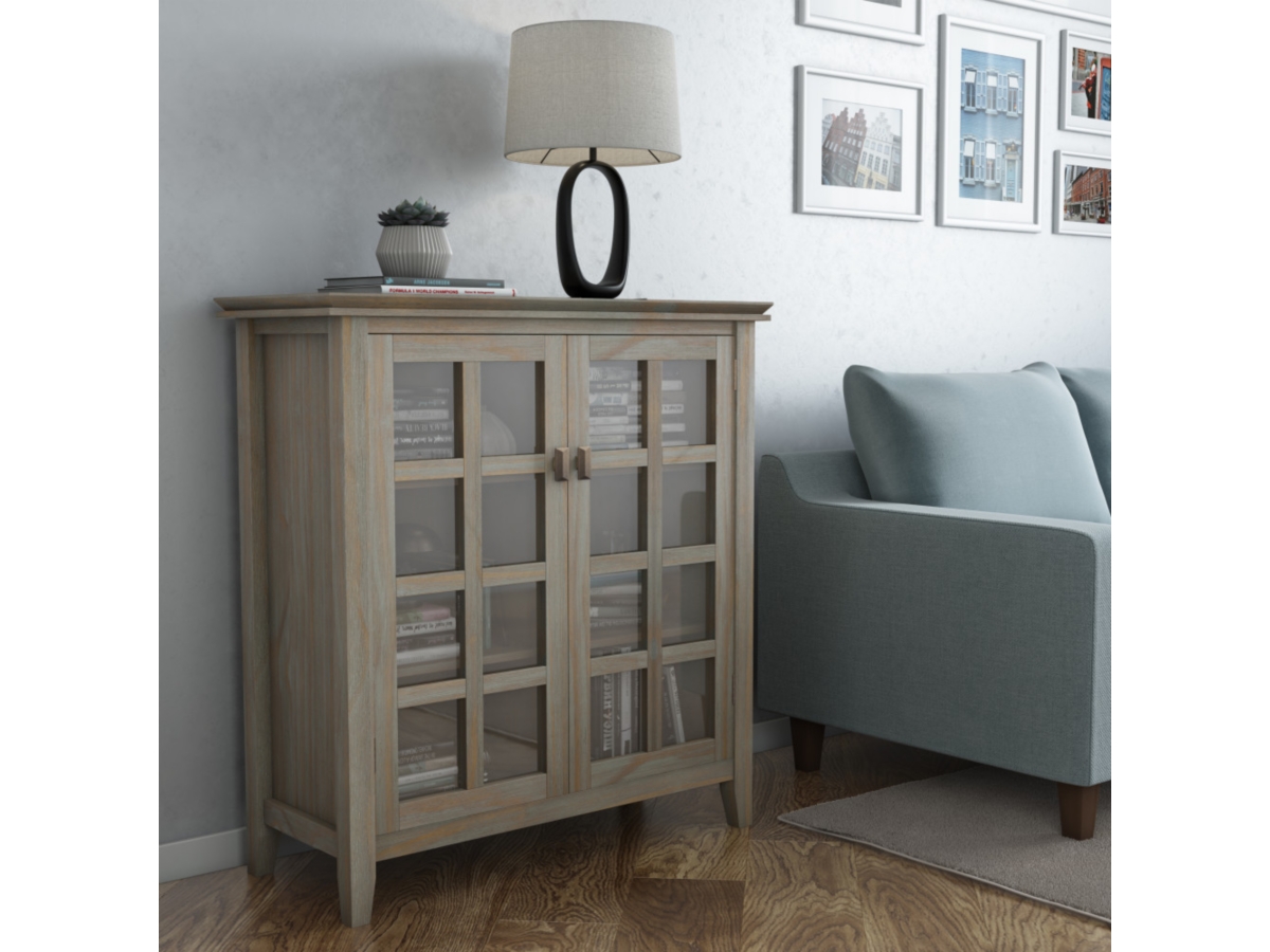 Simpli Home Artisan 38" Contemporary Storage Cabinet, Gray, large