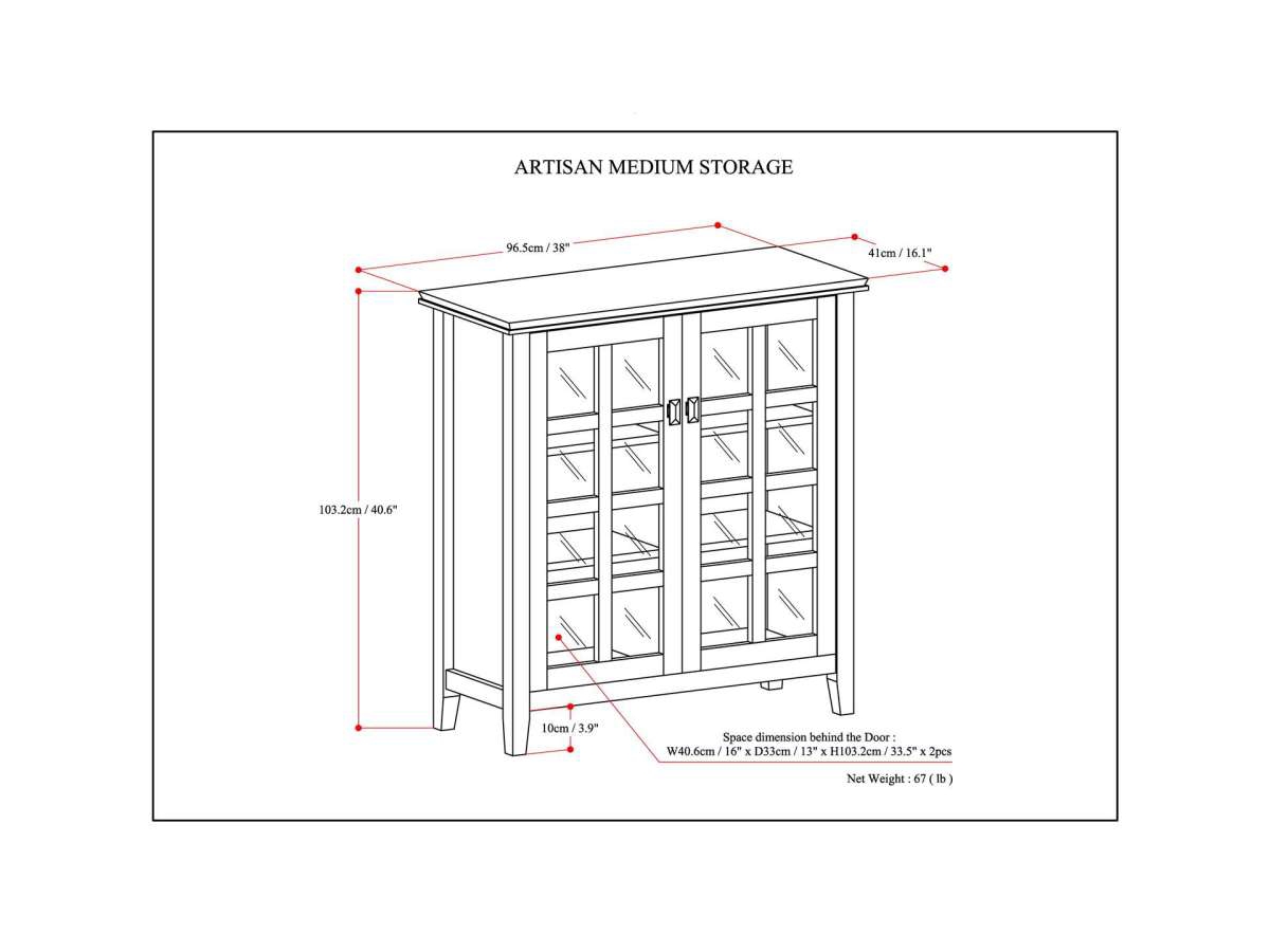 Simpli Home Artisan 38" Contemporary Storage Cabinet, Gray, large