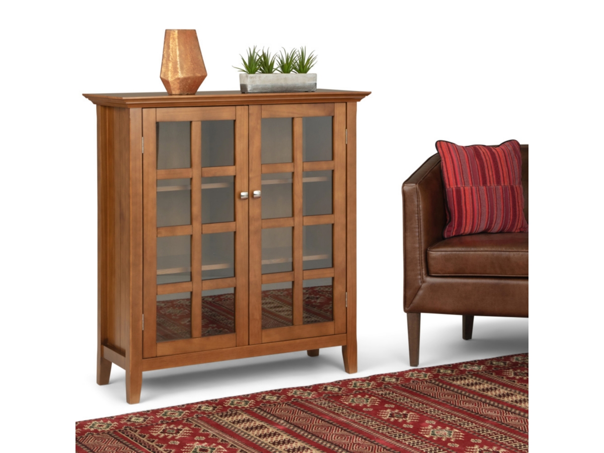 Simpli Home Acadian 39" Rustic Storage Cabinet, Brown Oak, large