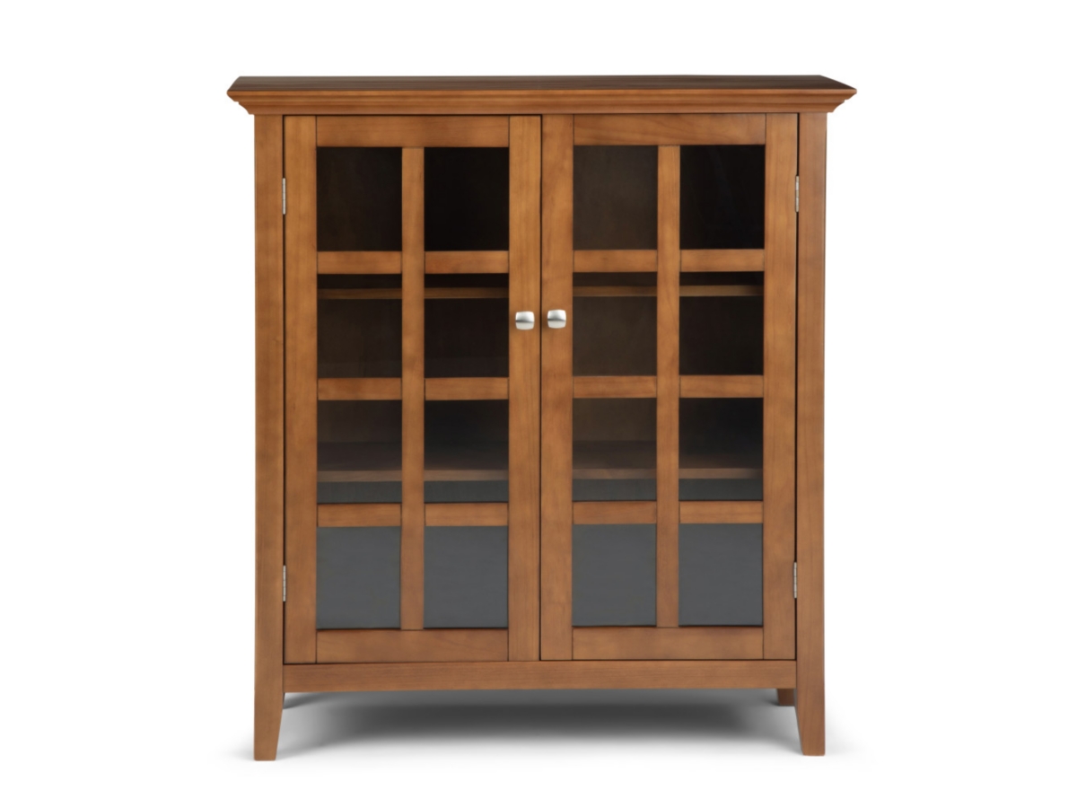 Simpli Home Acadian 39" Rustic Storage Cabinet, Brown Oak, large