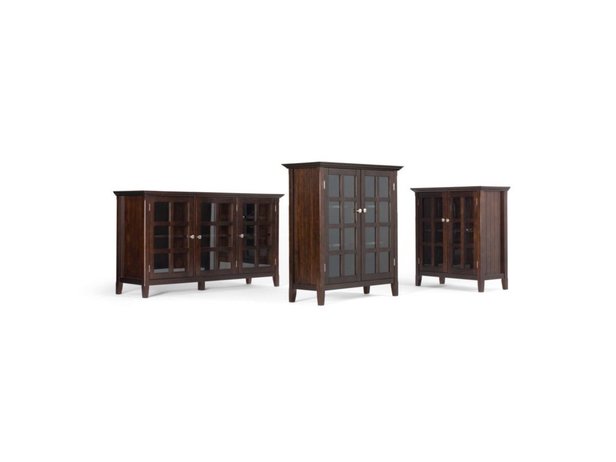 Simpli Home Acadian 39" Rustic Storage Cabinet, Dark Walnut/Brown, large