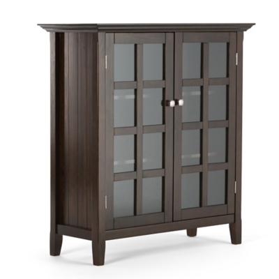 Simpli Home Acadian 39" Rustic Storage Cabinet, Dark Walnut/Brown, large