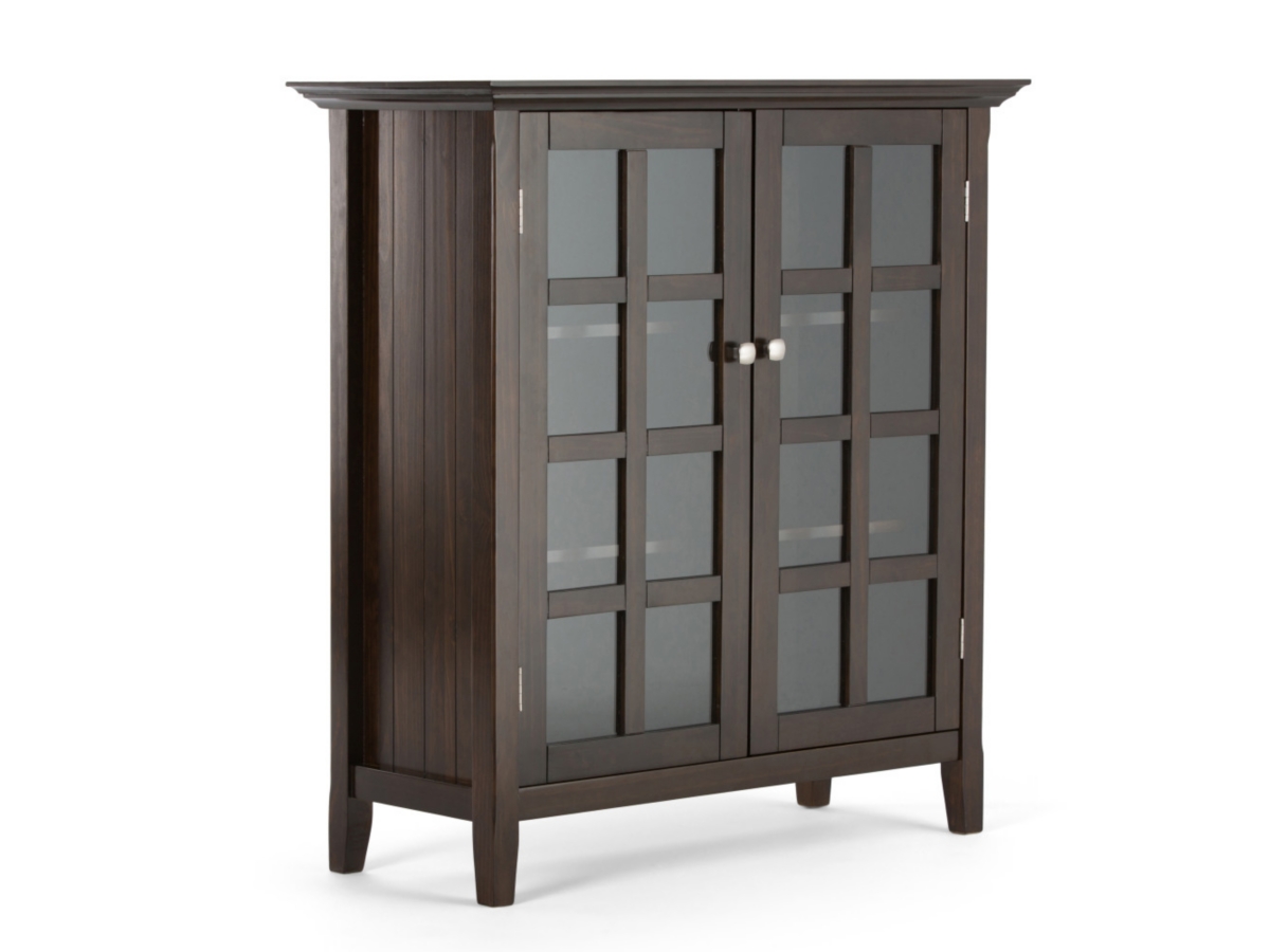 Simpli Home Acadian 39" Rustic Storage Cabinet, Dark Walnut/Brown, large