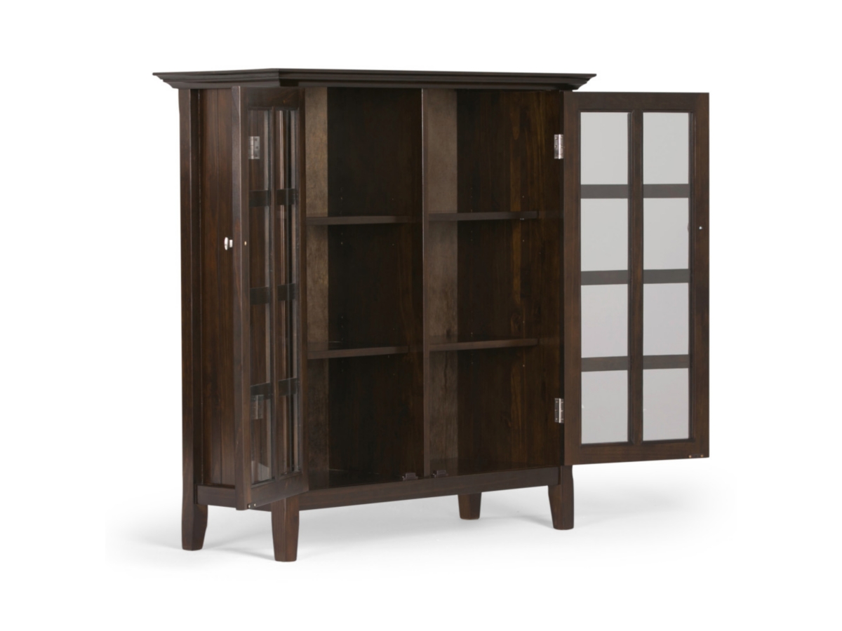 Simpli Home Acadian 39" Rustic Storage Cabinet, Dark Walnut/Brown, large