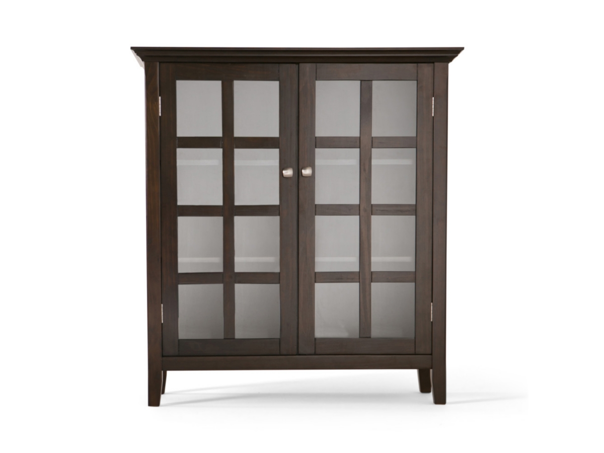 Simpli Home Acadian 39" Rustic Storage Cabinet, Dark Walnut/Brown, large