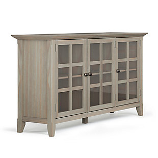 Simpli Home Acadian 62" Rustic Storage Cabinet, Gray, large