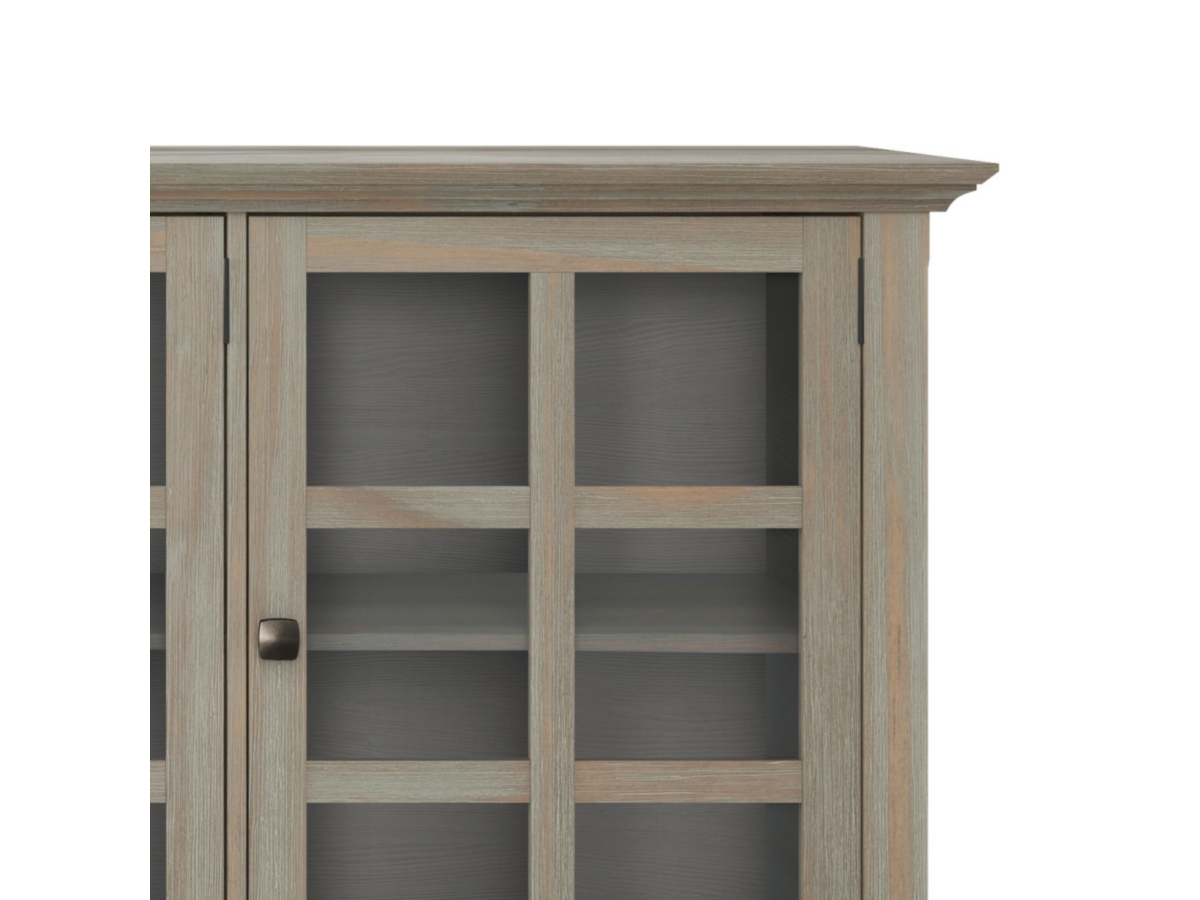 Simpli Home Acadian 62" Rustic Storage Cabinet, Gray, large