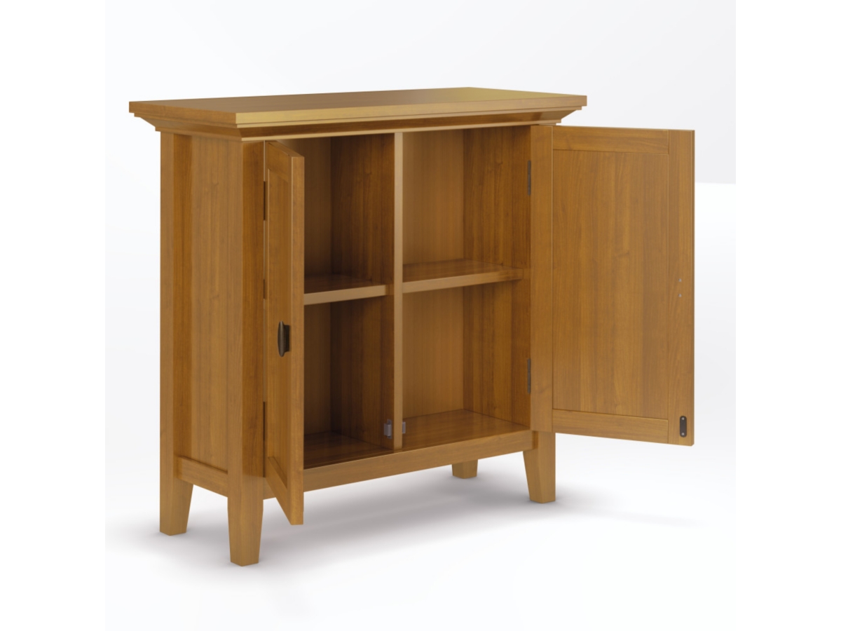 Simpli Home Redmond 32" Rustic Storage Cabinet, Light Brown, large