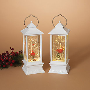 Holiday Elegant Lighted White Snow Globe Lantern (set Of 2), , rollover