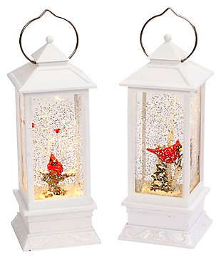 Holiday Elegant Lighted White Snow Globe Lantern (set Of 2), , large