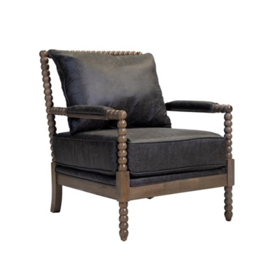 A600038557 Benzara Accent Chair with Beaded Frame, Gray/Brown sku A600038557