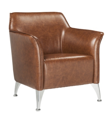Benzara Accent Chair with Track Armrest, Brown