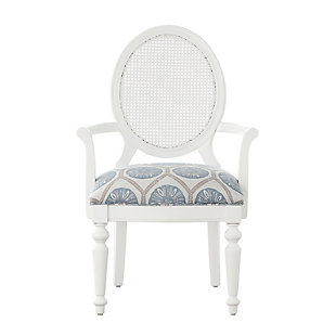 Benzara Accent Chair with Oval Perforated Rattan Backrest, , rollover