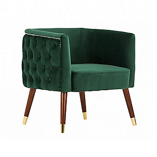 Benzara Accent Chair with Nail head Trim, Green, rollover