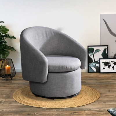 Benzara Accent Chair with Tubular Round Base, Gray