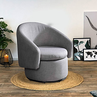 Benzara Accent Chair with Tubular Round Base, Gray, rollover