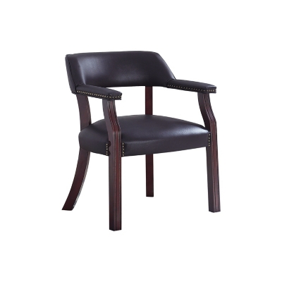 Benzara Accent Chair with Cut Out Back, Brown