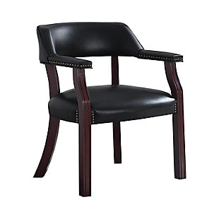 Benzara Accent Chair with Cut Out Back, Black/Brown, rollover