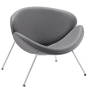Benzara Accent Chair with Stainless Steel Legs, Gray, rollover