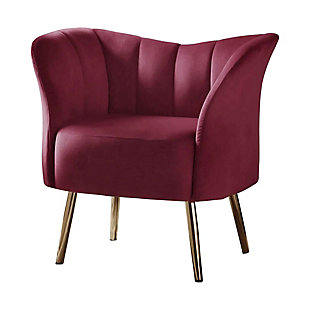 Benzara Accent Chair with Slanted Legs, Red/Gold, rollover