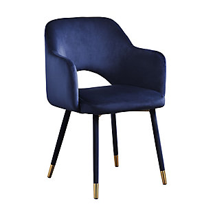 Benzara Accent Chair with Open Back, Blue/Gold, large