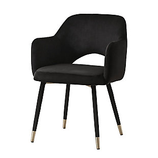 Benzara Accent Chair with Open Back, Black/Gold, rollover