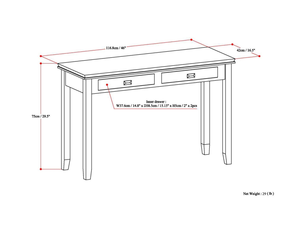 Simpli Home Artisan Console Sofa Table, Russet Brown, large