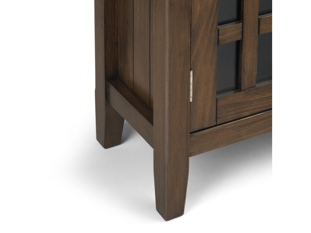 Simpli Home Bedford Low Storage Media Cabinet, Rustic Natural Aged Brown, large