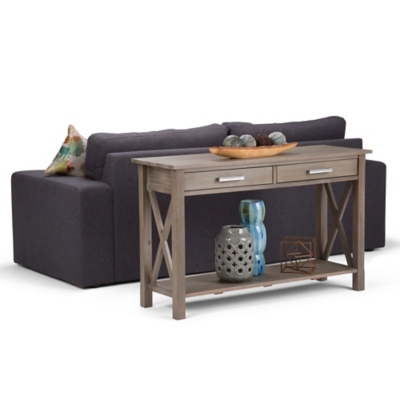 Simpli Home Kitchener Console Sofa Table, Distressed Gray