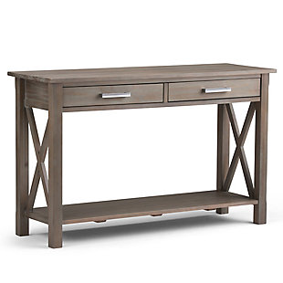 Simpli Home Kitchener Console Sofa Table, Distressed Gray, large