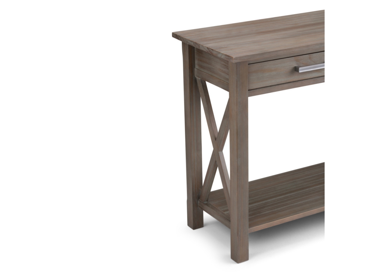Simpli Home Kitchener Console Sofa Table, Distressed Gray, large