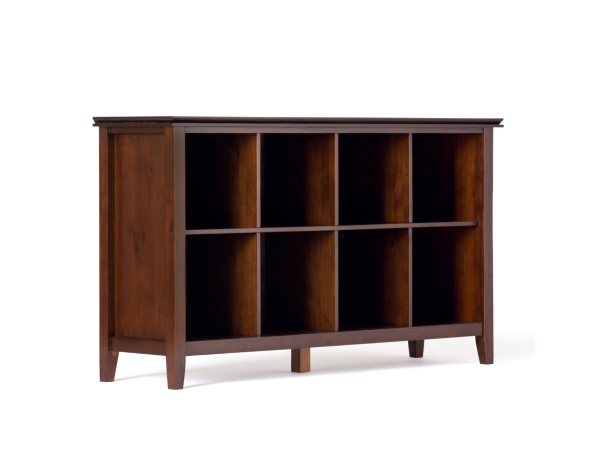 Simpli Home Artisan 8 Cube Storage Sofa Table, Russet Brown, large