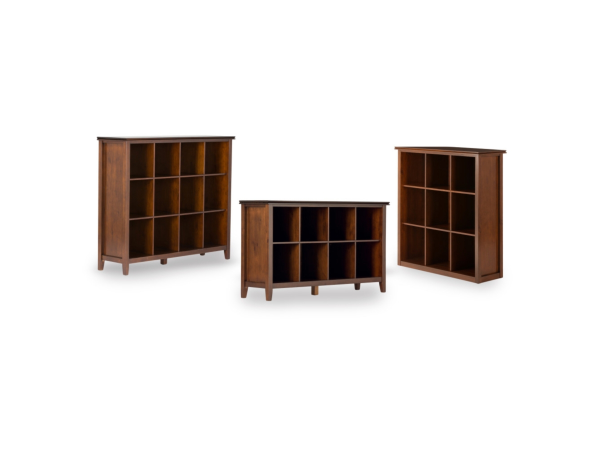 Simpli Home Artisan 8 Cube Storage Sofa Table, Russet Brown, large