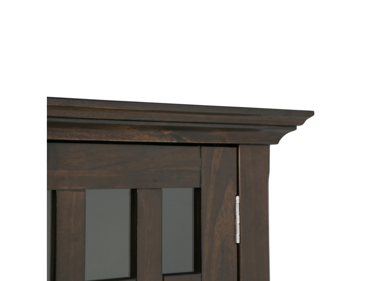 Simpli Home Bedford Low Storage Media Cabinet, Dark Tobacco Brown, large