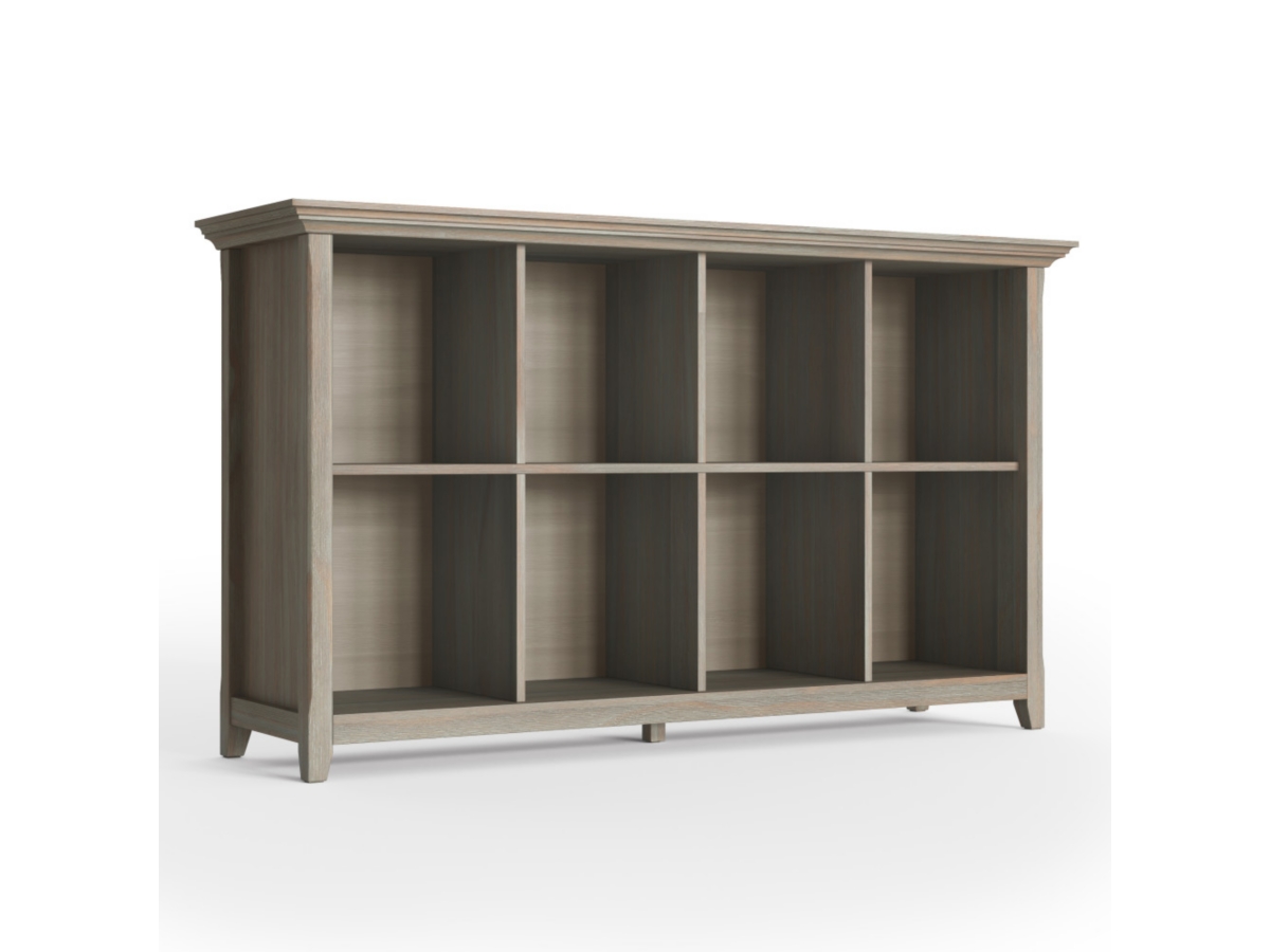 Simpli Home Amherst 8 Cube Storage Sofa Table, Distressed Gray, large