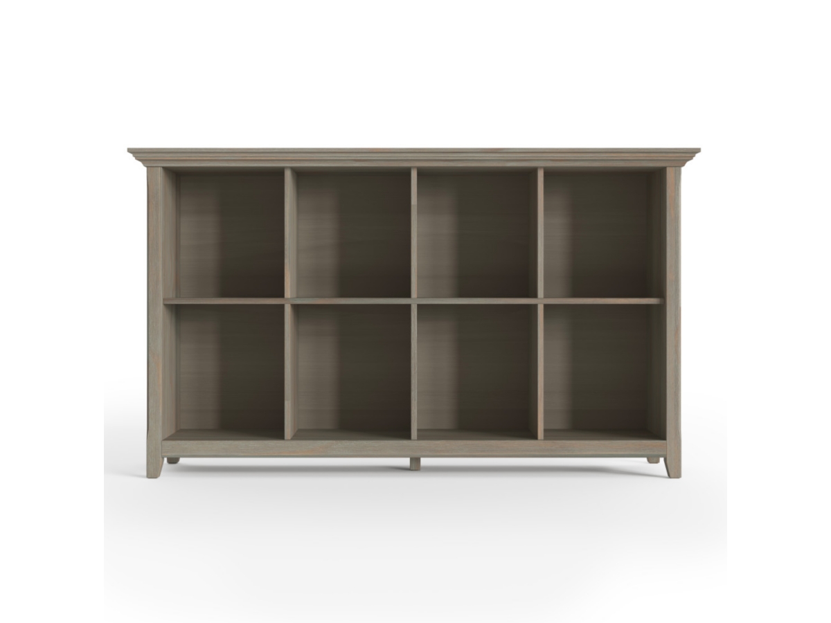 Simpli Home Amherst 8 Cube Storage Sofa Table, Distressed Gray, large
