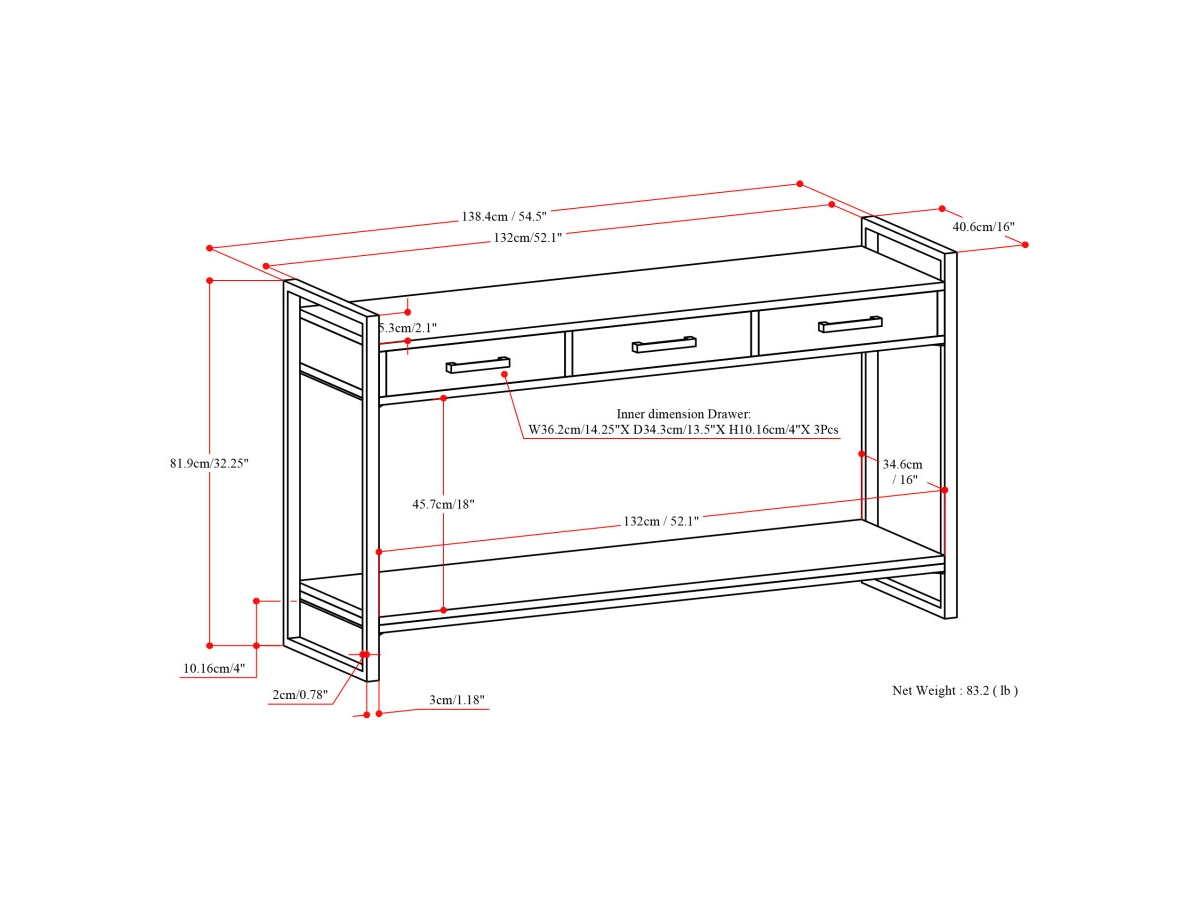 Simpli Home Riverside Console Sofa Table, , large