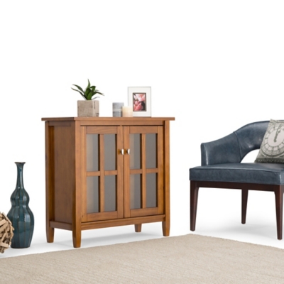 Simpli Home Warm Shaker Medium Storage Media Cabinet, Golden Brown, large