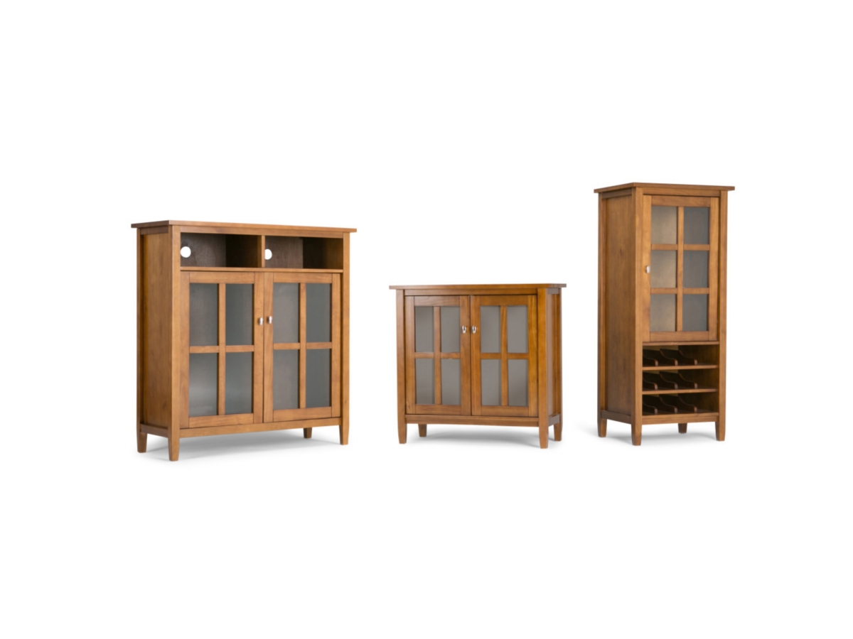 Simpli Home Warm Shaker Medium Storage Media Cabinet, Golden Brown, large