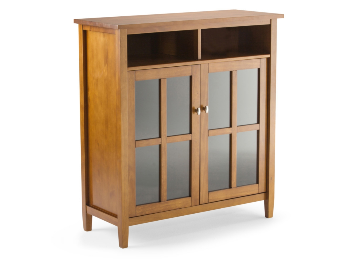 Simpli Home Warm Shaker Medium Storage Media Cabinet, Golden Brown, large