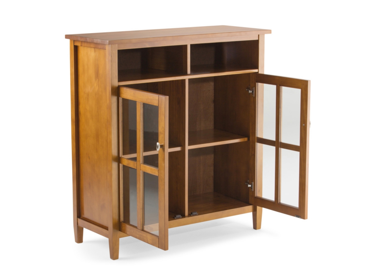 Simpli Home Warm Shaker Medium Storage Media Cabinet, Golden Brown, large