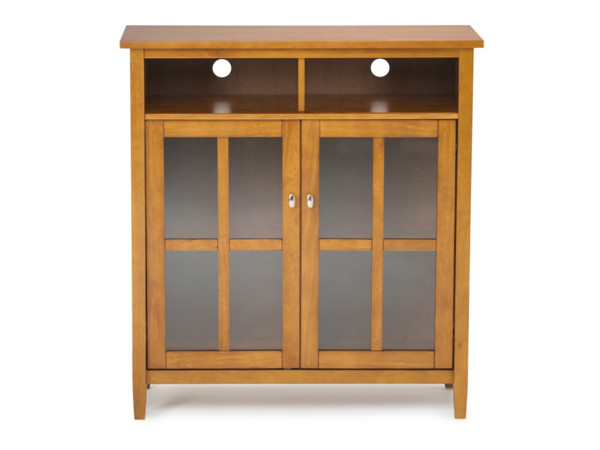 Simpli Home Warm Shaker Medium Storage Media Cabinet, Golden Brown, large