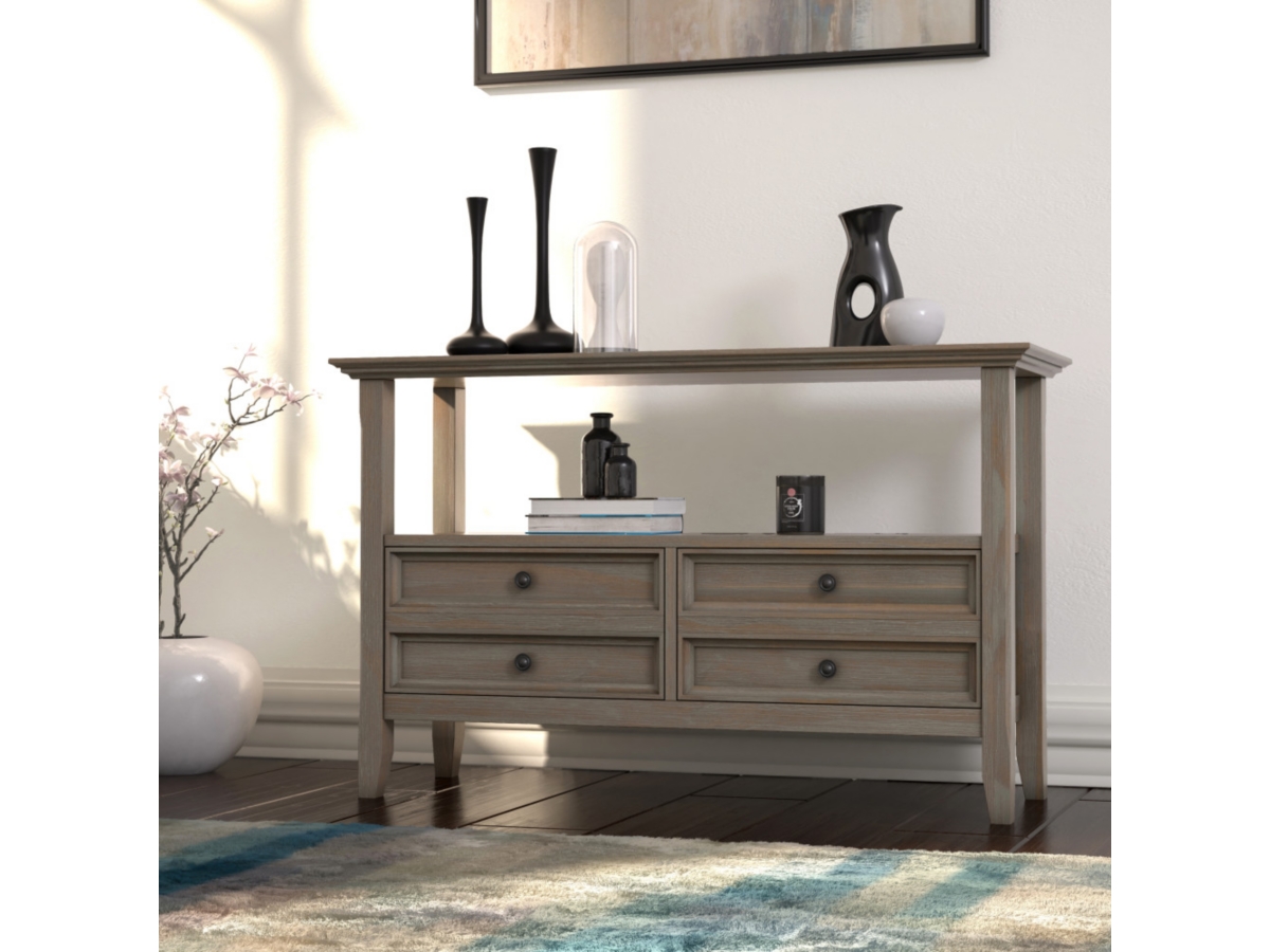 Simpli Home Amherst Console Sofa Table, Distressed Gray, large