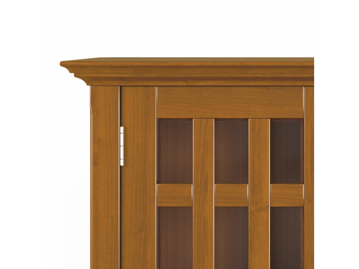 Simpli Home Bedford Low Storage Media Cabinet, Light Golden Brown, large