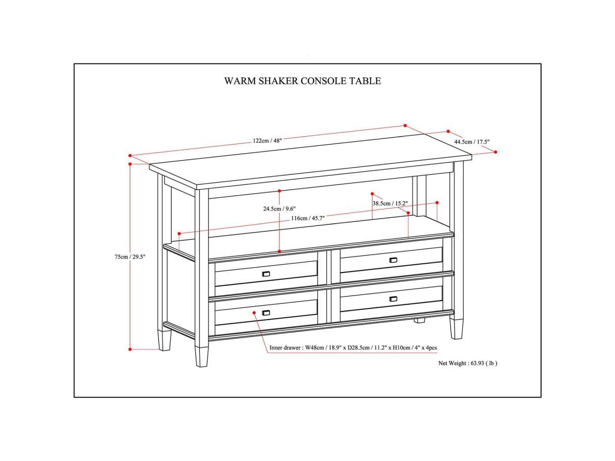 Simpli Home Warm Shaker Console Sofa Table, , large